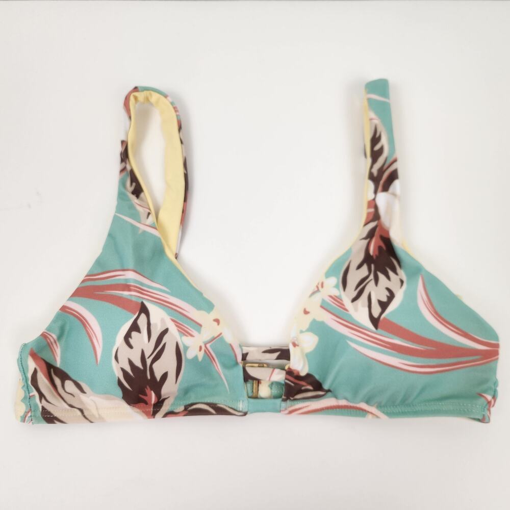 L*Space Monroe Bikini Top Green Tropical Print Size Small NWT